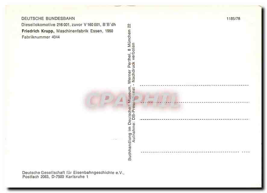 CPM Deutsche Bundesbahn Diesellokomotive — Verso