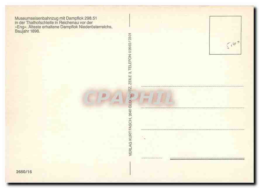 CPM Museumseisenbahnzug mit Dampflok  — Verso
