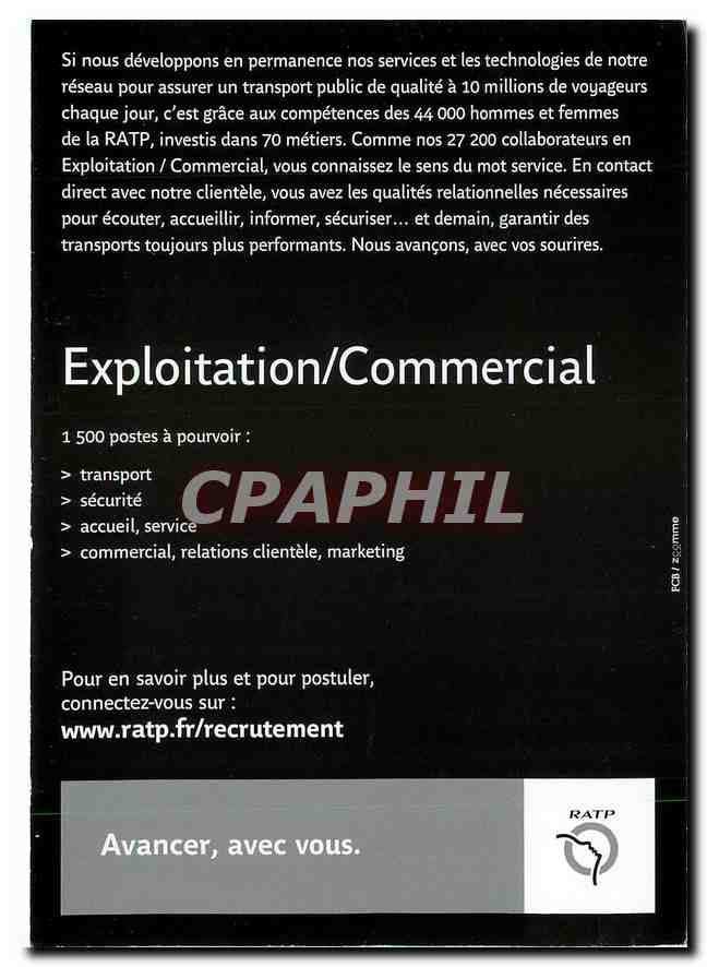 CPM RATP exploitation commercial — Rückseite