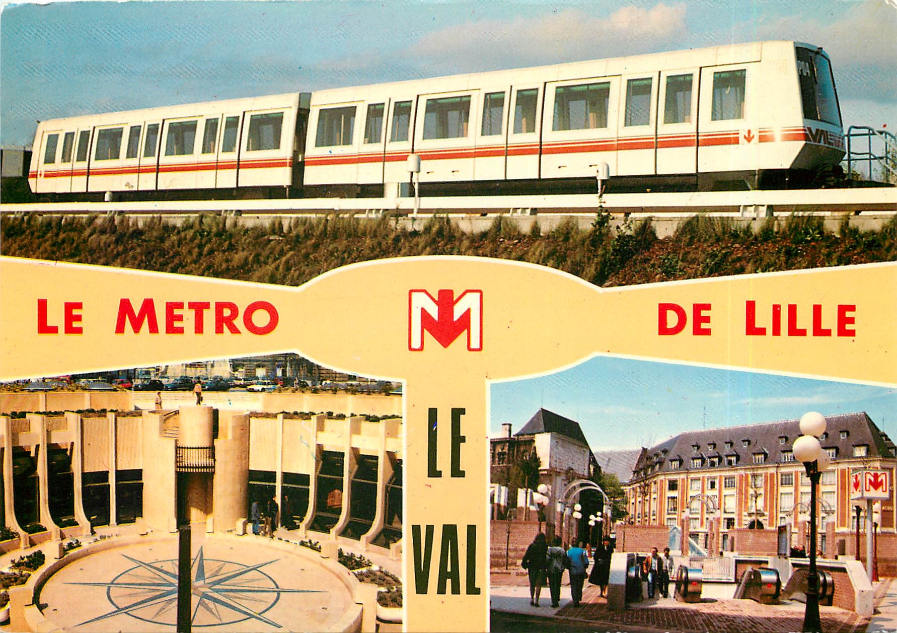 CPM Le métro de Lille le Val stations République et Rihour