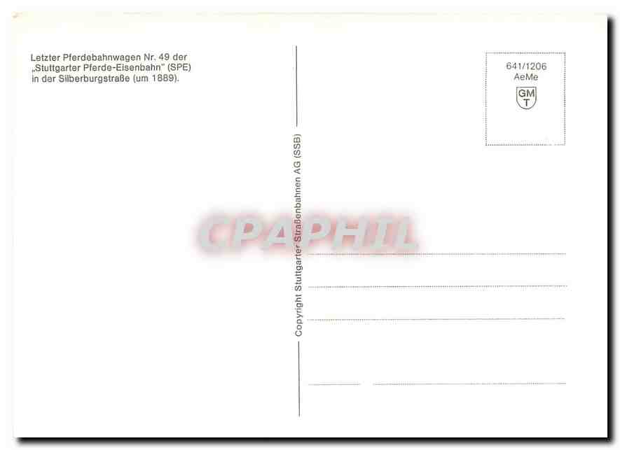CPM Letzter Pferdebahnwagen — Verso