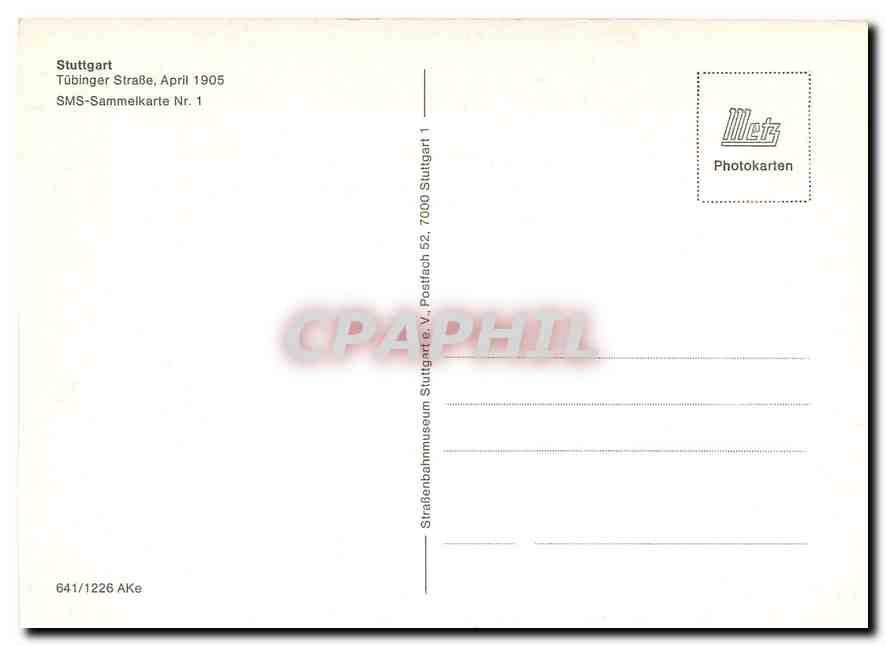 CPM Stuttgart Tubinger StraBe april 1905 — Verso