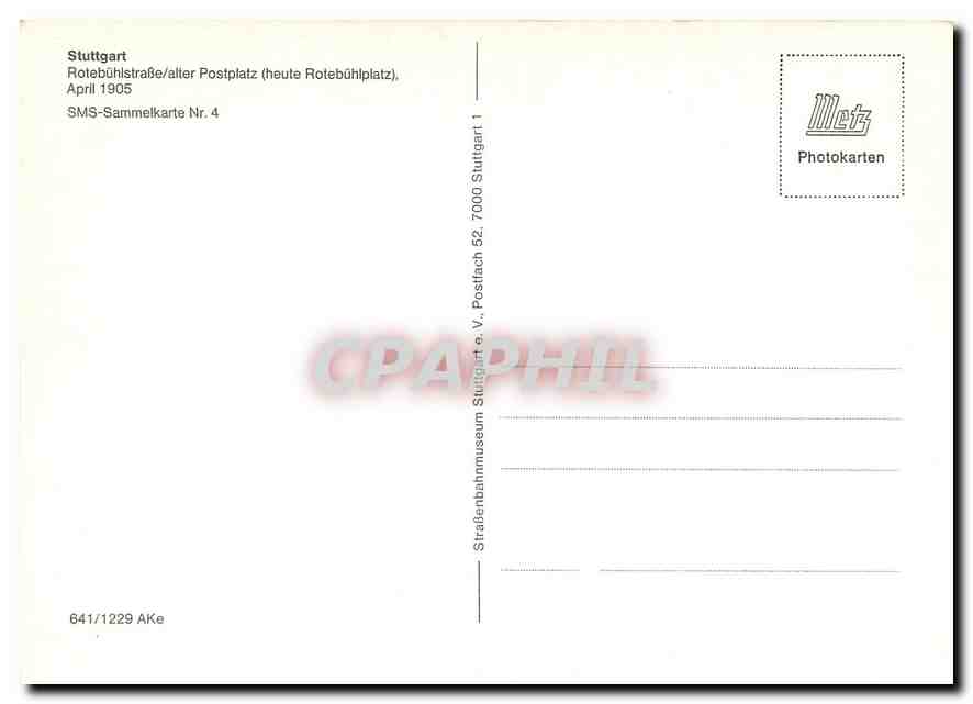 CPM Stuttgart Rotebuhistrabe alter postplatz — Verso