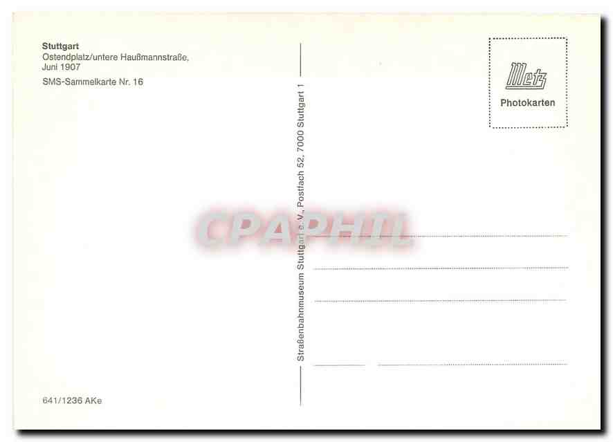 CPM Stuggart Ostendplatz untere Haubmannstrabe — Verso