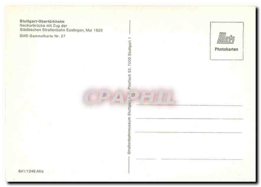CPM Stuttgart Obertûrkheim Neckarbrûcke mit zug der — Verso