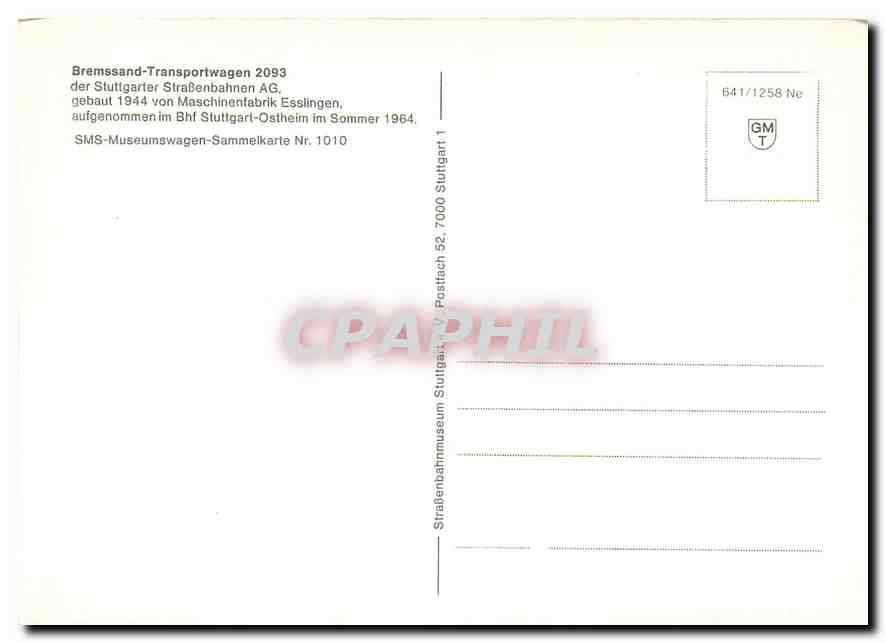 CPM Bremssand transportwagen der stuttgarter Strabenbahnen AG — Verso