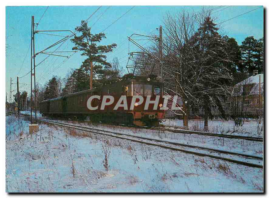 CPM RB the narrow gauge rostagen raiway electric locomotive passes Djursholms Ekiby