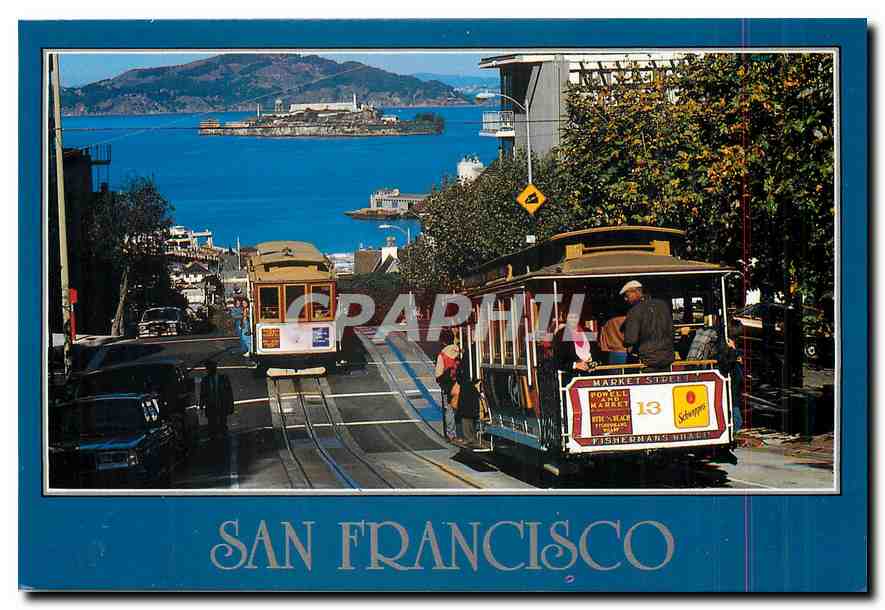 CPM San Francisco cable cars passing on the hide street line stop Russian hill 