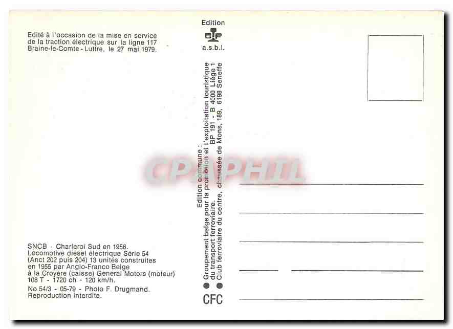 CPM SNCB Charleroi Sud locomotive diesel électrique — Verso