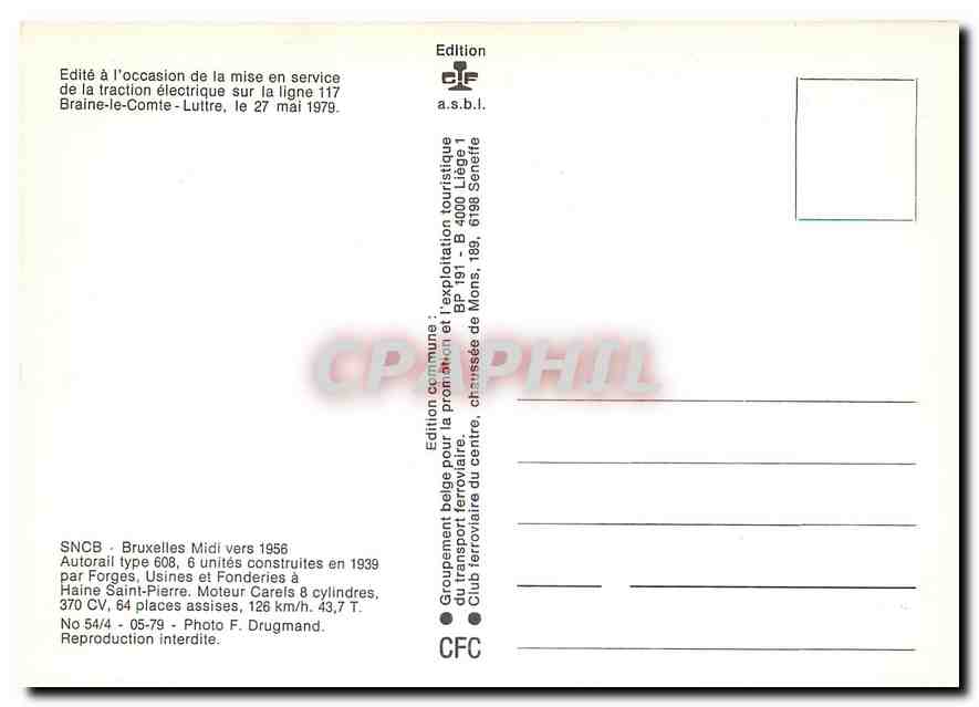 CPM SNCB Bruxelles Midi  — Verso