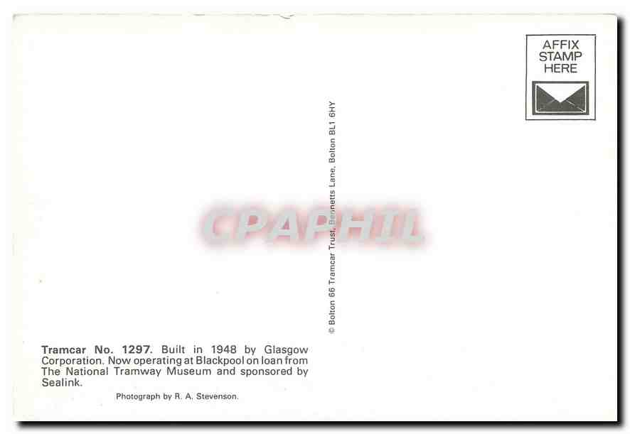 CPM Tramcar Sealink Stranraer Lame — Verso