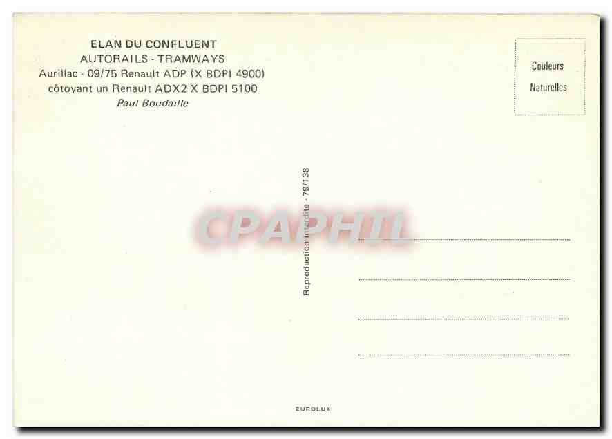 CPM Elan du confluent Autorails tramways — Verso