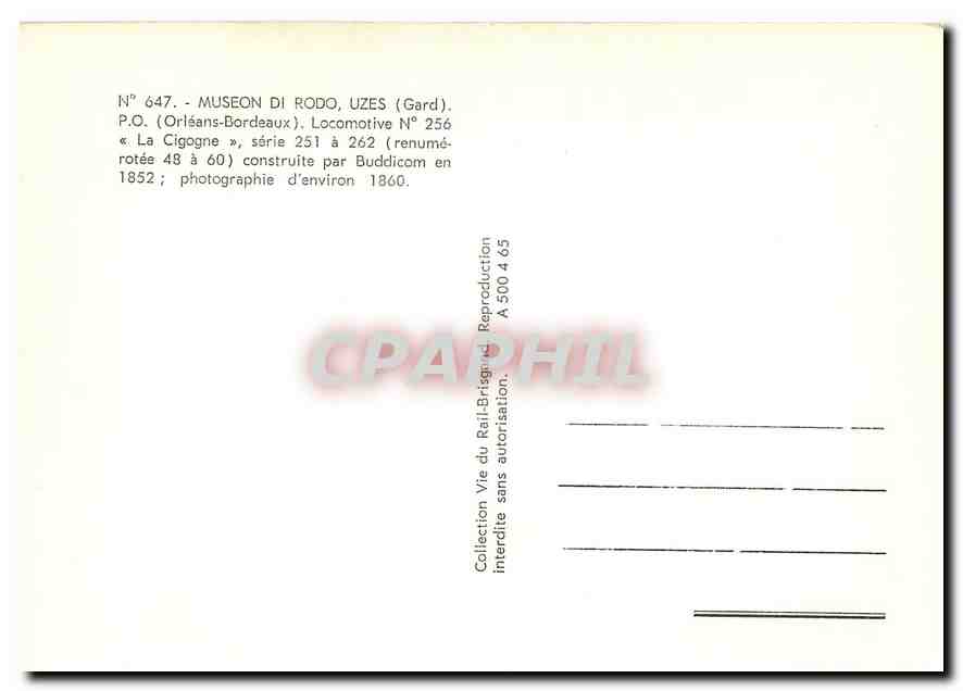 CPM Museon Di Rodo Uzes Orleans Bordeaux locomotive — Verso