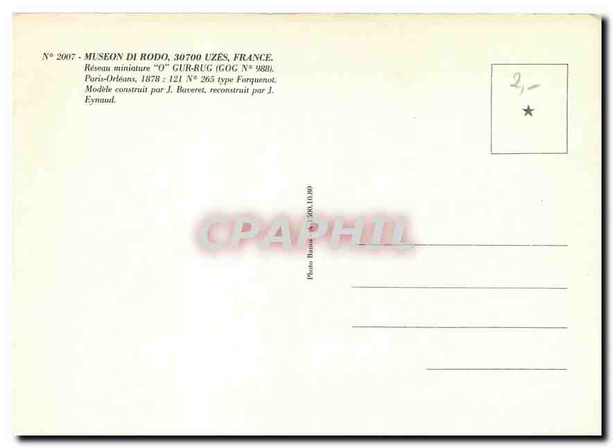 CPM Museon di Rodo Uzes France Paris Orleans — Verso