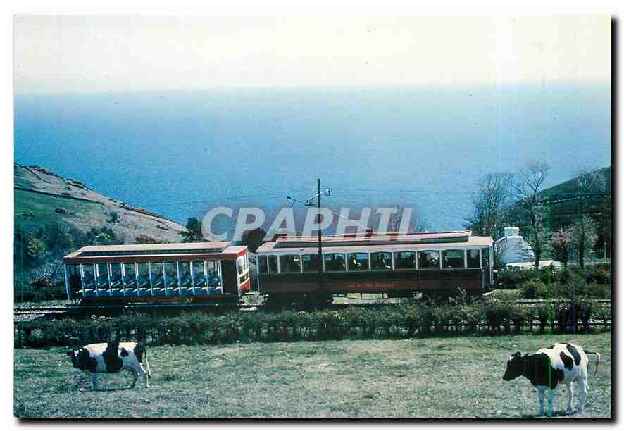 CPM Manx Electric railway train passing through typical scenery at Burn's Crossing