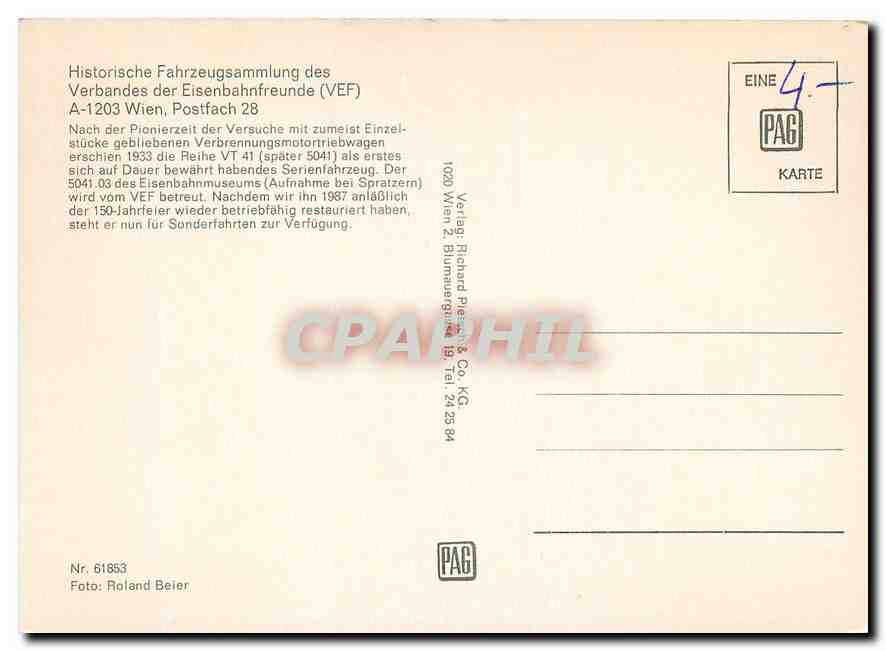 CPM Historische Fahzeugsammlung des Verbandes  — Verso