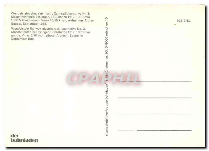 CPM Wendelstein Railway electric rack locomotive — Verso
