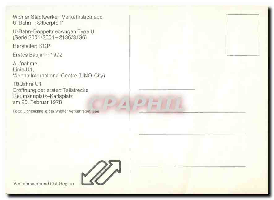 CPM Wiener Stadtwerke Verkehrsbetriebe Silberpfeil — Verso