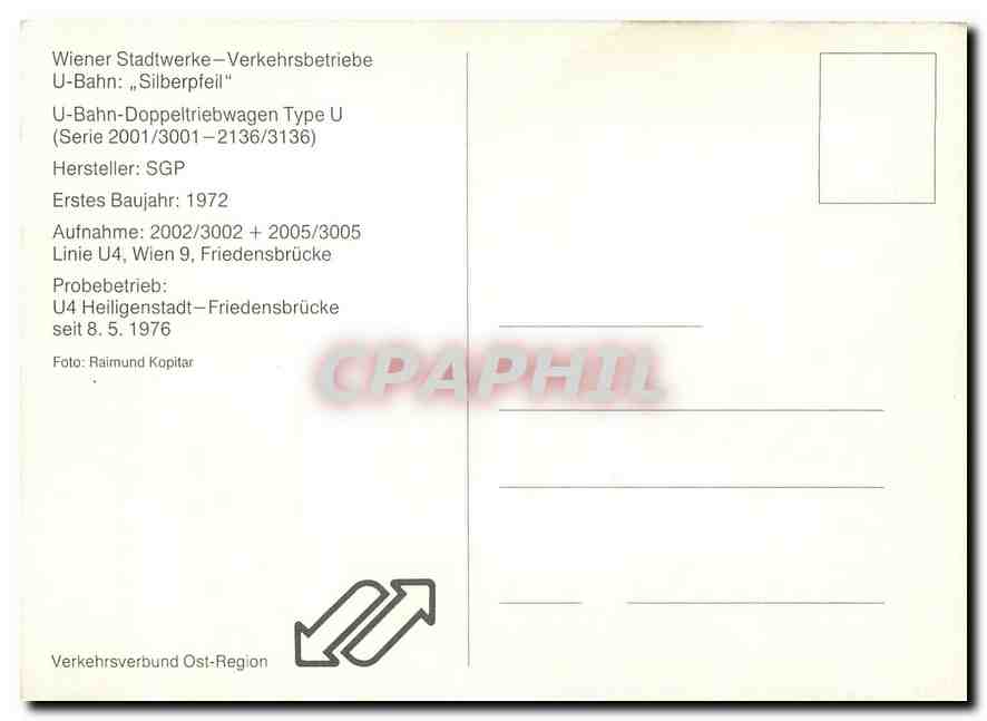 CPM Wiener Stadtwerke Verkehrsbetriebe Silberpfeil — Verso