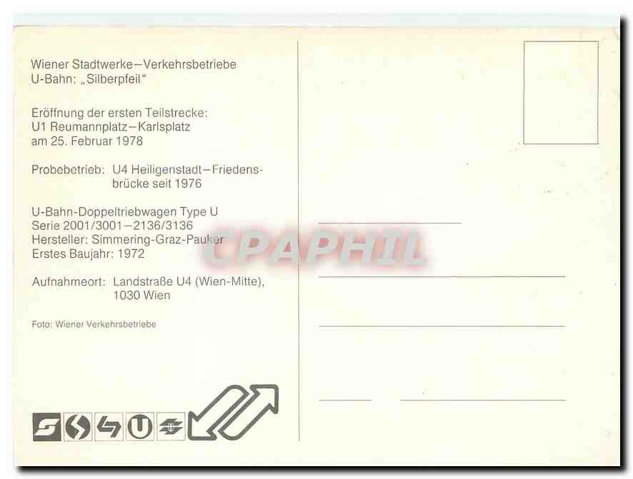 CPM Wiener Stadtwerke Verkehrsbetriebe Silberpfeil — Verso