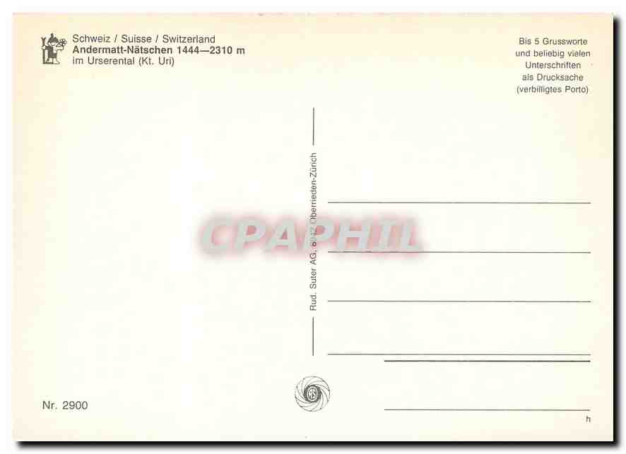 CPM Switzerland Andermatt Natschen — Verso