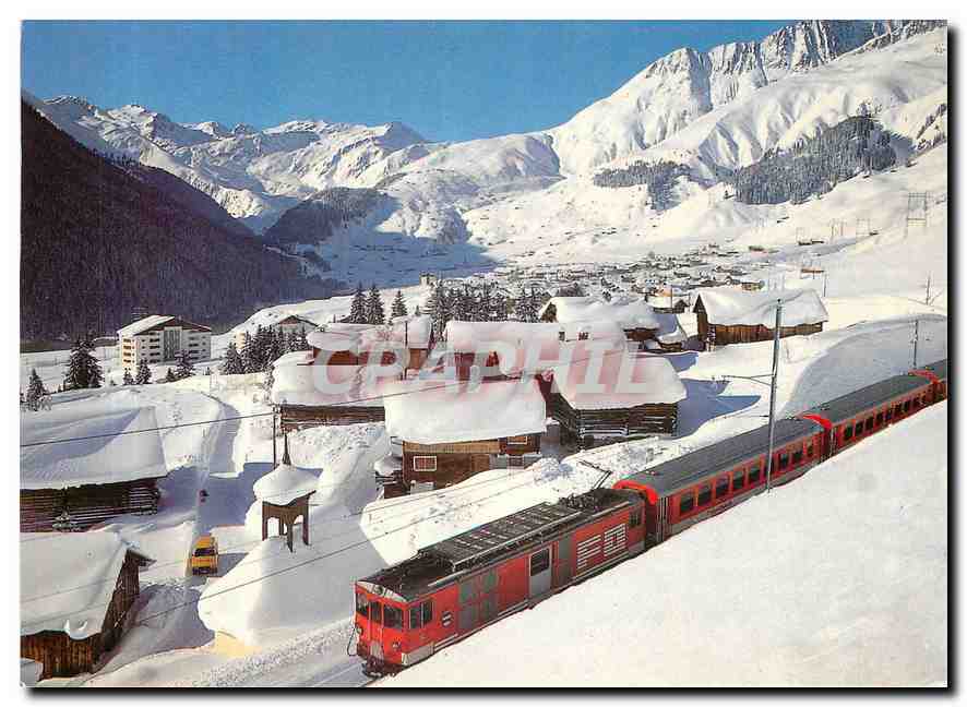 CPM Sedrun Bugnei gegen Sedrun und Rueras mit dem Skigebiet von milez