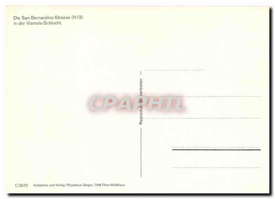 CPM Die San-Bernardino Strasse in der Viamala Schlucht — Verso
