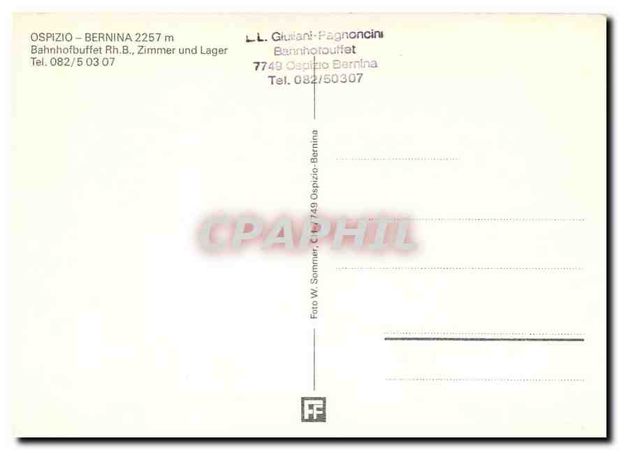CPM Ospizio Bernina Bahnhofbuffet Zimmer und Lager — Verso