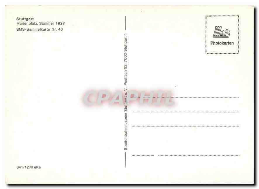 CPM  Stuttgart Marllenplatz Sommer — Verso