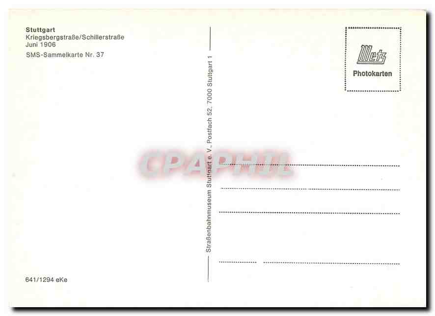CPM  Stuttgart  Kriegsbergstrabe Schillerstabe — Verso