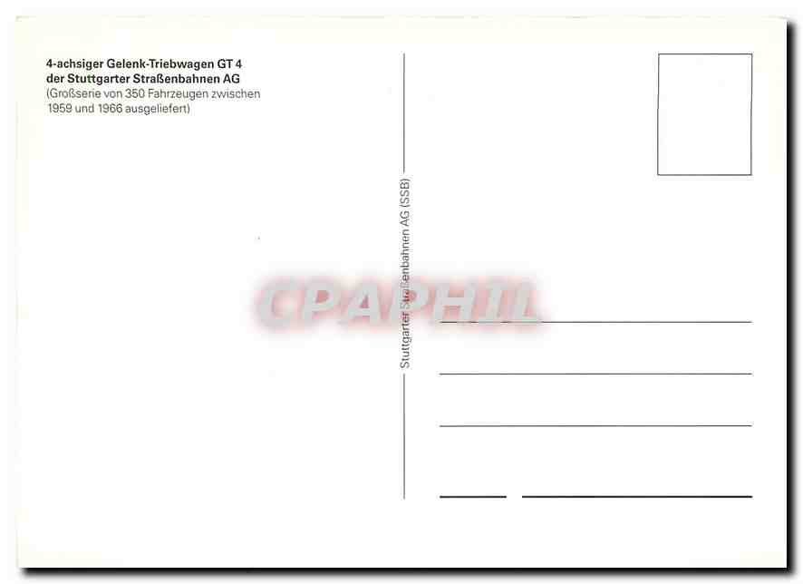 CPM  Achsiger Gelenk Triebwagen der stuttgarter Strabenbahnen — Verso