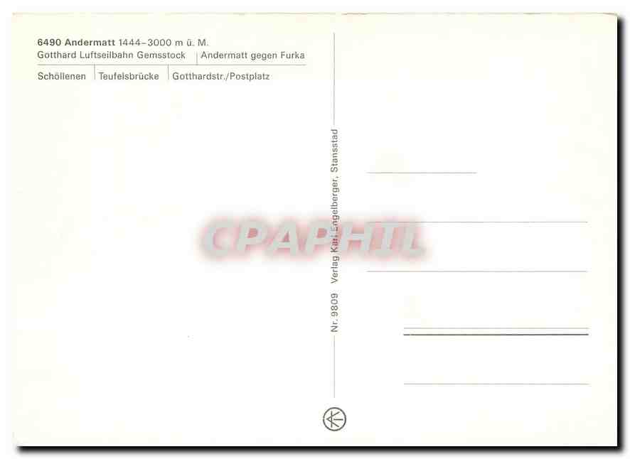 CPM Gotthard Luftseilbahn Gemsstock — Verso