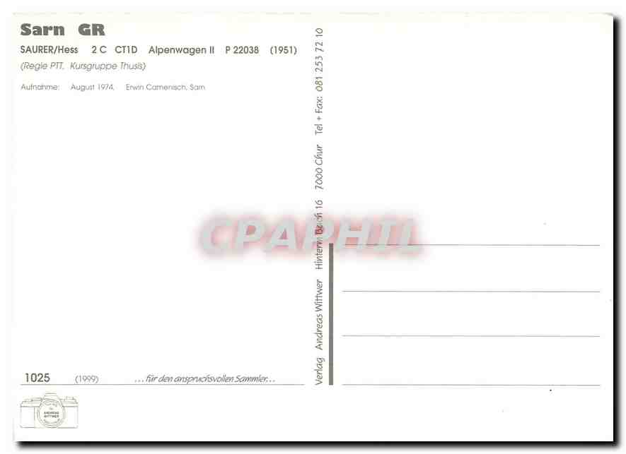 CPM Saurer Hess Alpenwagen IUI P22038 — Rückseite