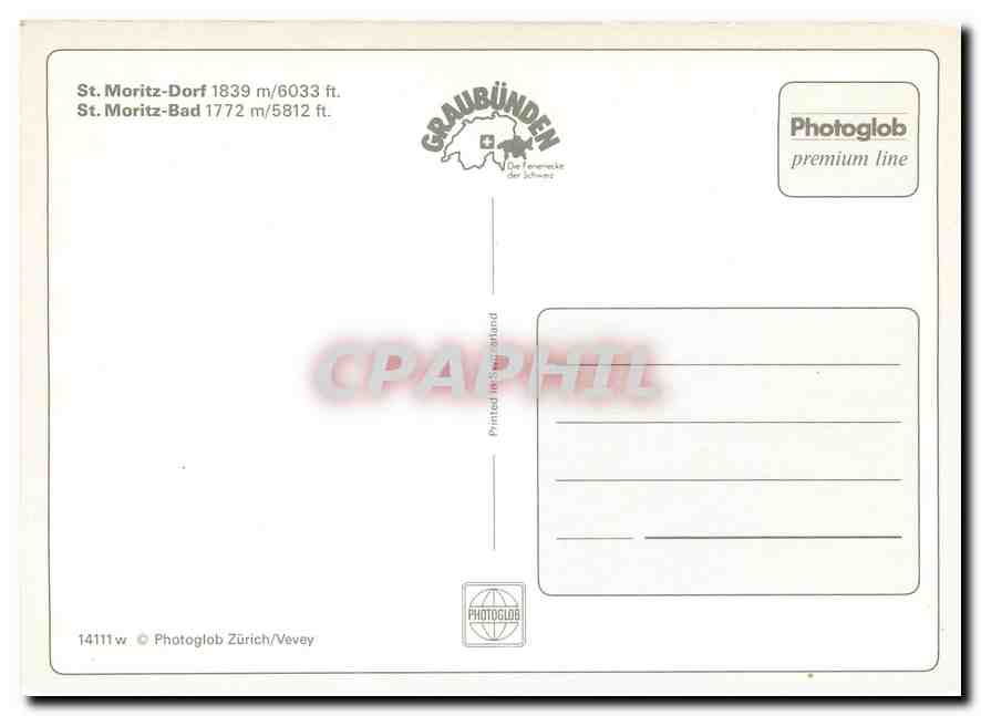 CPM St Moritz Dorf St Moritz Bad — Verso