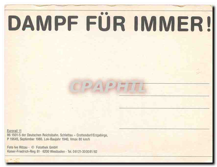 CPM Deutschen Reichsbahn Schlettau Grottendorl Erzgebirge — Verso