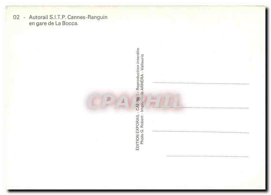 CPM Autorail SITP Cannes Ranguin en gare de la Bocca — Verso