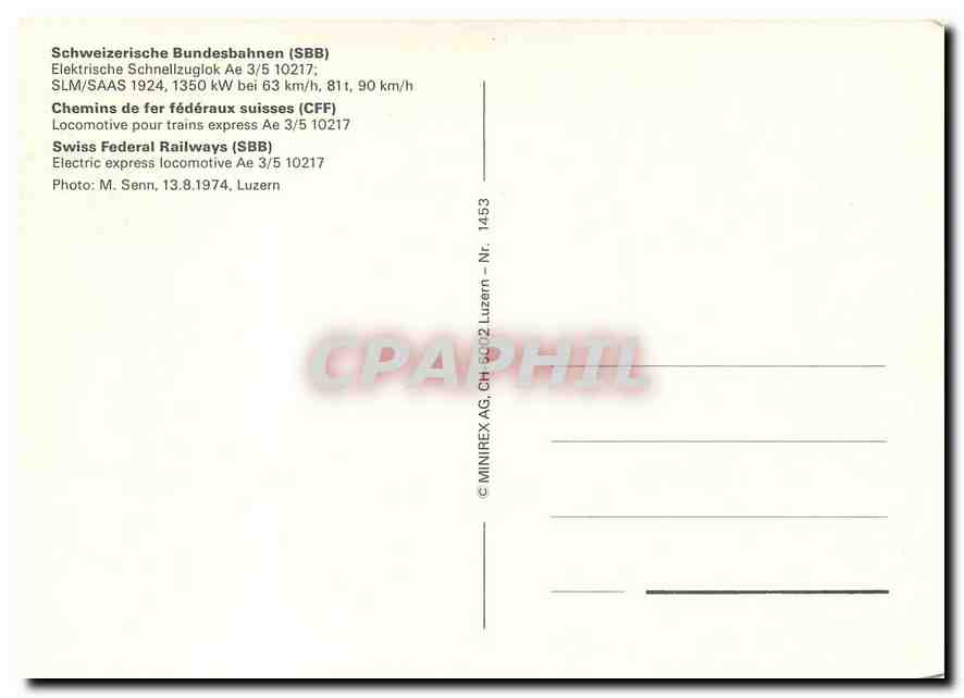 CPM Schweizerische Bundesbahnen — Verso