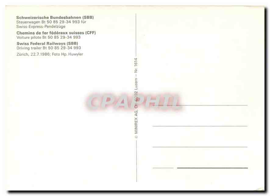 CPM Schweizerische Bundesbahnen — Verso
