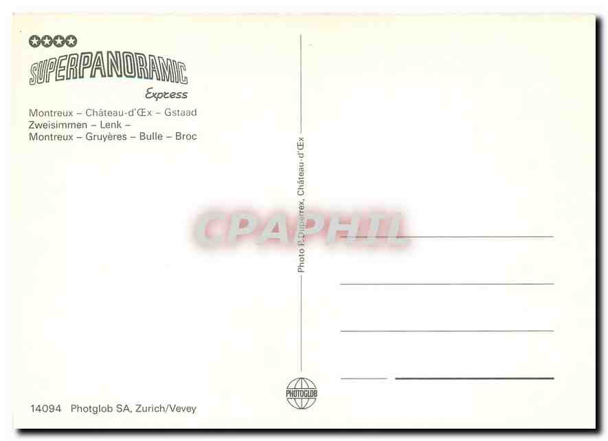 CPM Montreux Gruyéres Bulle Broc — Verso