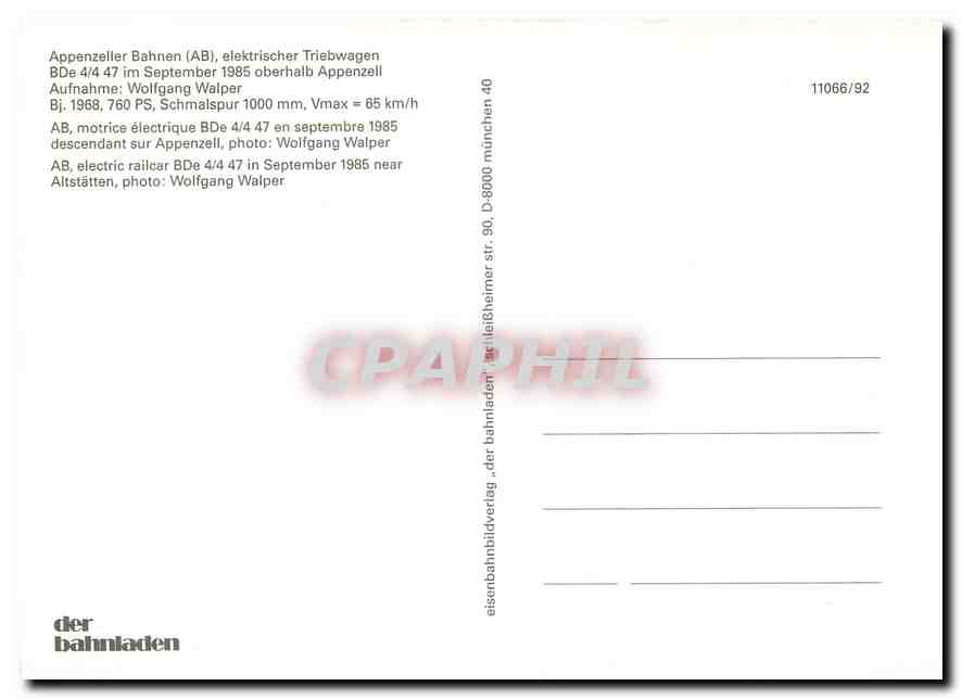 CPM Motrice electrique descendant sur Appenzell — Verso