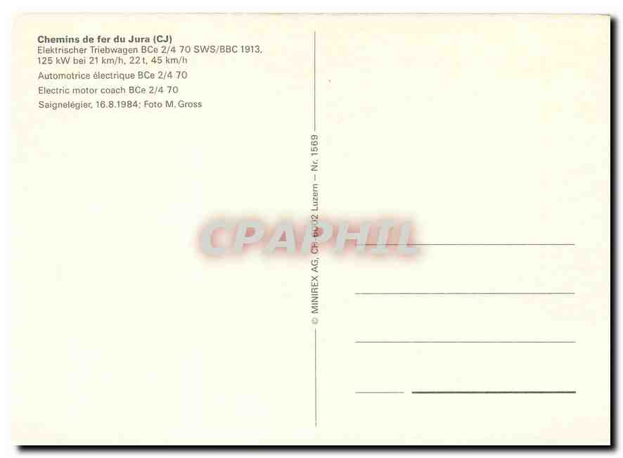 CPM chemins de fer de Jura — Verso