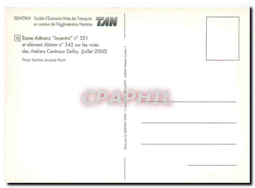 CPM  SEMITAN Les voies des ateliers centraux Dalby — Verso