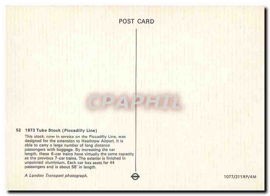 CPM Tube Stock Piccadilly Line — Verso