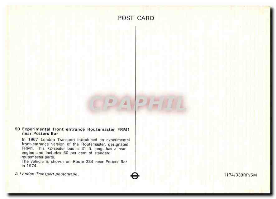 CPM Experimental front entrance routemaster near Potters bar — Rückseite