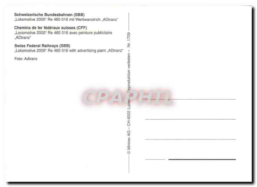 CPM Chemins de fer féderaux suisses   — Verso