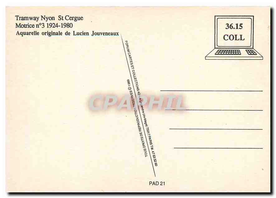 CPM Tramway Nyon St Cergue — Verso