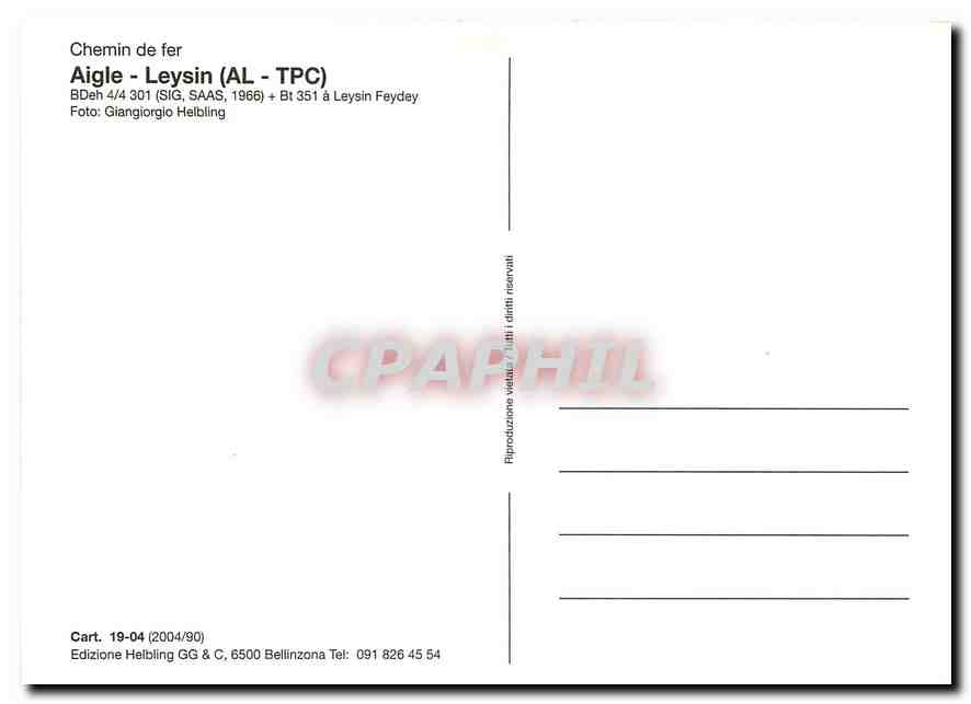 CPM Aigle Leysin  — Verso