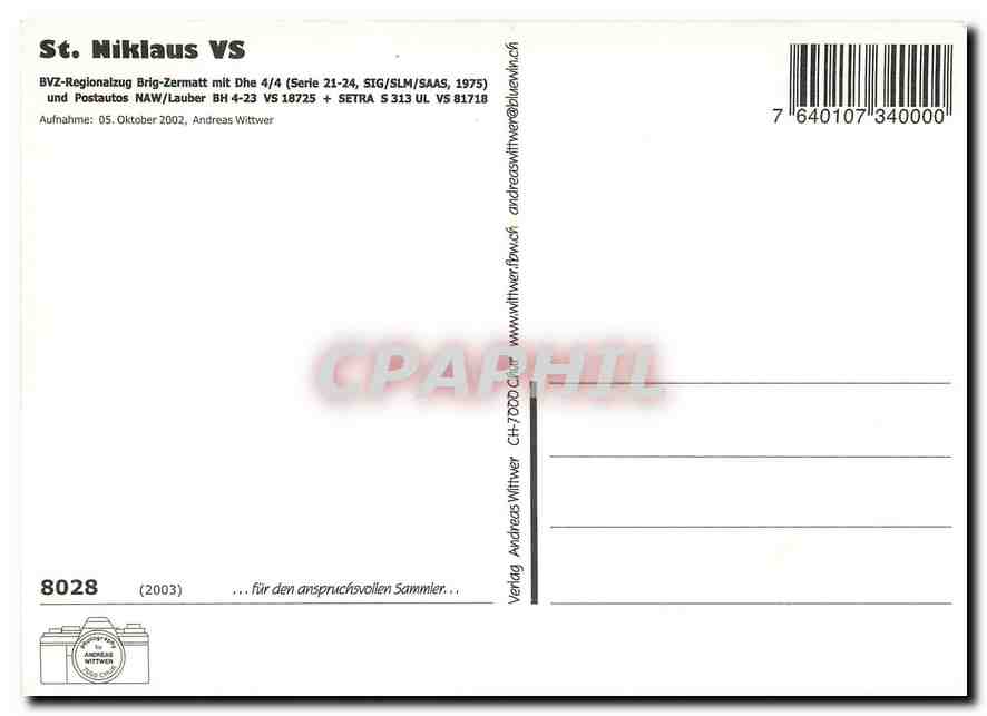 CPM St Niklaus VS — Verso