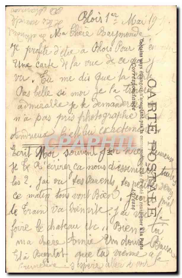 Blois CPA Le chateau facade Francois 1er — Verso