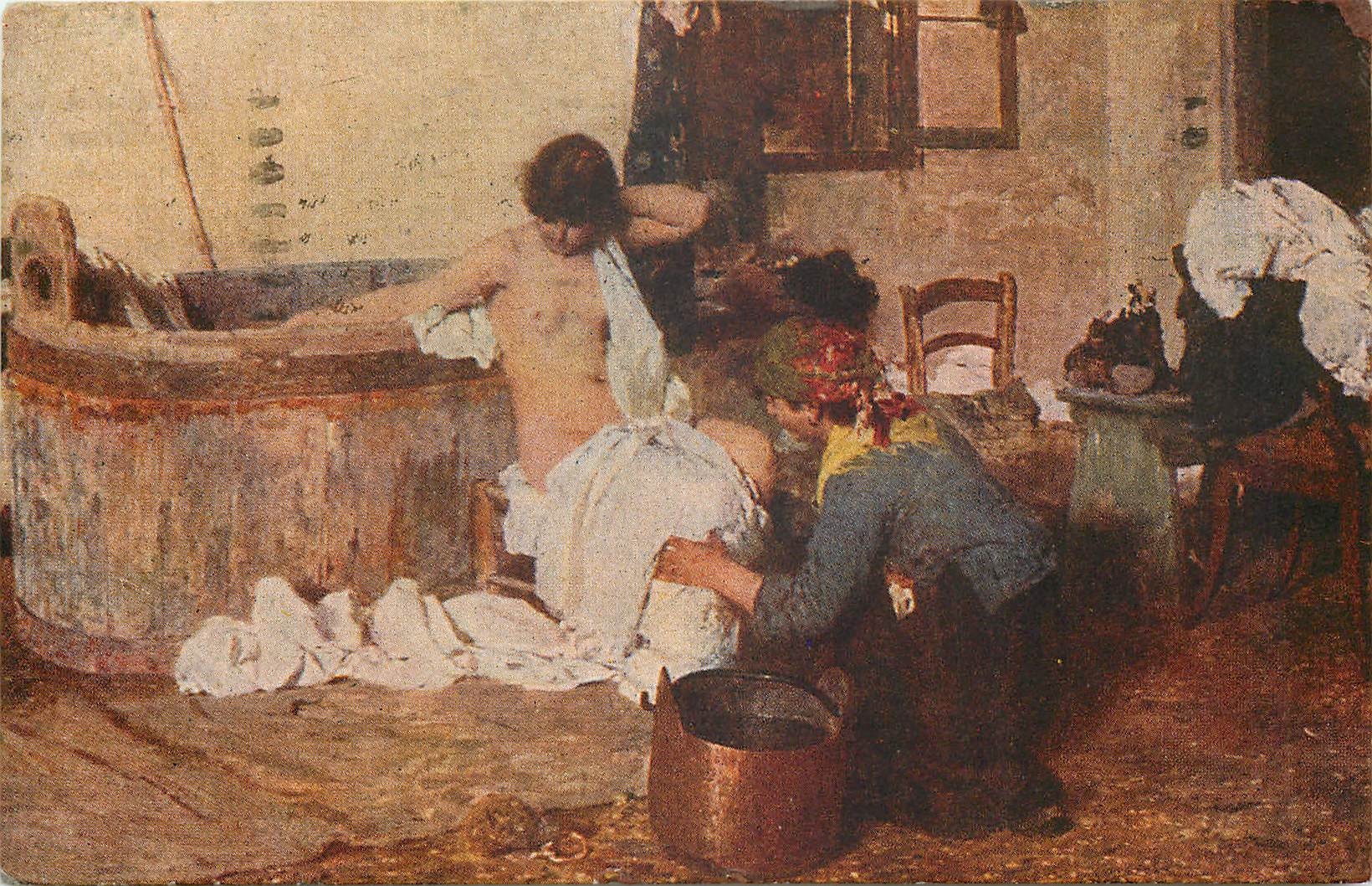 CPA Femme nue erotique Favretto Apres la bain